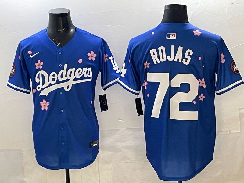 Men Los Angeles Dodgers #72 Rojas Blue Sakura Edition 2025 Nike MLB Jersey style 08->los angeles dodgers->MLB Jersey